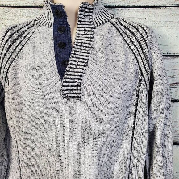 BKE Men’s Henley Sweater XL Gray Cotton Knit Long Sleeve Pullover Casual - Picture 2 of 7